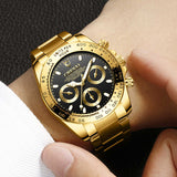 Men's Gold Luminous Waterproof Business Watch